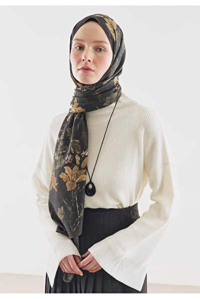 Fresh Fall Breeze Patterned Cotton Viscose Shawl Brown