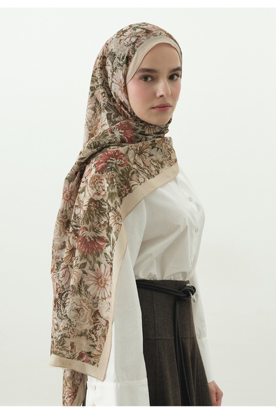 Fresh Judith Patterned Cotton Viscose Shawl Beige