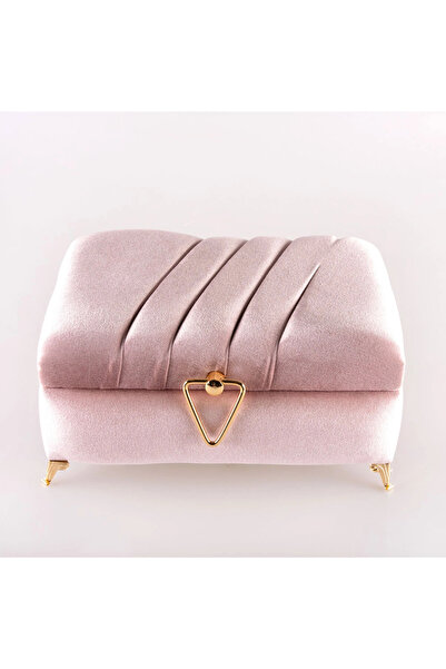 Hayrat Neşriyat Velvet Chest Dowry Box, Quran Box, Striped (Powder Pink, Holl...