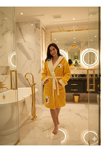 Damlaiso HALAT DE BAIE WELSOFT CU GLUGĂ, CU BRODERIE URSULEȚ