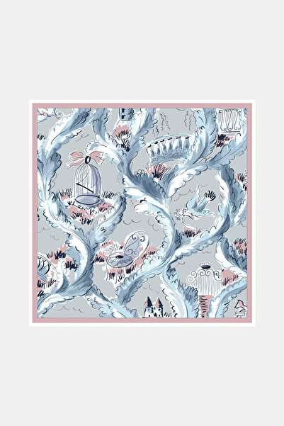 Vakko GÜMÜŞ OBJE DESENLİ TWİLL EŞARP