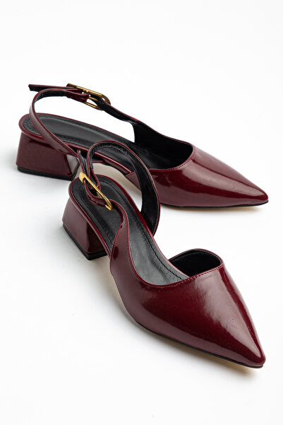 AYENDE MODA Comfort Line Burgundy Pointed Toe Thick Heel Women's Shoes