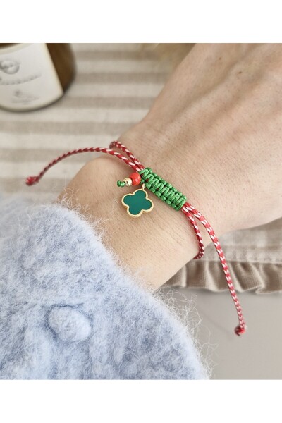 ONEPRETTYWISH Marteniçka Yeşil Yonca Detaylı Bileklik