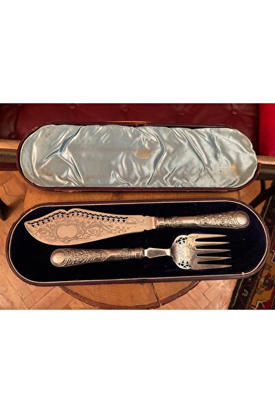 tayfuntufan antika koleksiyon Kutusunda Early 1900S English Silver-Plated Ser...