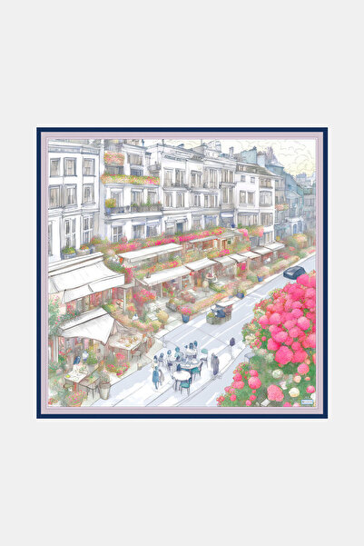 Vakko MAVİ DESENLİ TWİLL EŞARP