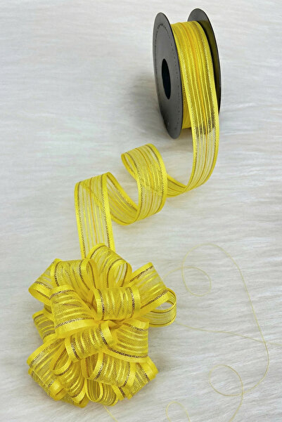 ZEYMERADE Panglică din șifon cu sclipici auriu galben, 2,5 cm, 20 m, pentru m...