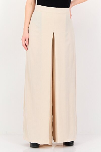 Ulyashova Women Solid Palazzo Pants, Beige