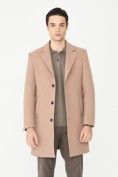 White Stone معطف كاشي مبطن باللون البيج مع جيب داخلي، مقاس عادي