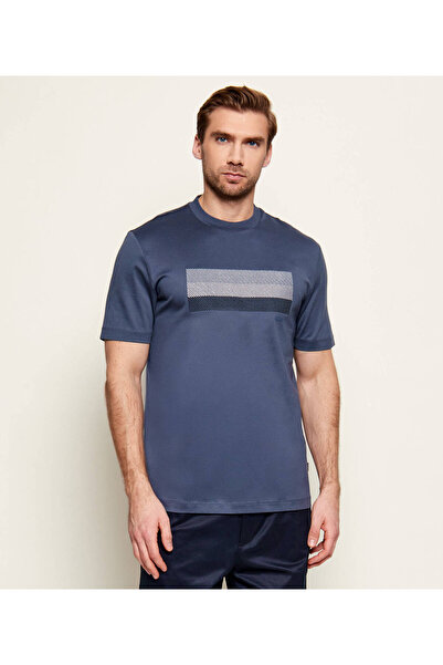 BOSS Men's Regular Fit Round Collar Embroidered Patterned Cotton Short Sleeve...