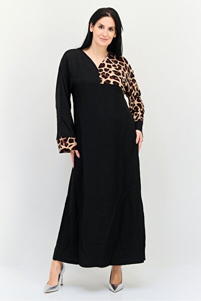 Ulyashova Women Animal Print Maxi Dress, Black