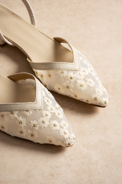 Tibu Ayakkabı Almera Tulle Daisy Embroidered Side Open Patterned Evening Dress Shoes