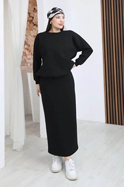 lodmela Basic Comfort επένδυση fleece Σετ με φούστα 6073-Μαύρο