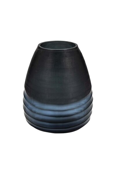 Sagebrook Home مزهرية زجاجية محفورة، 11 بوصة، زرقاء