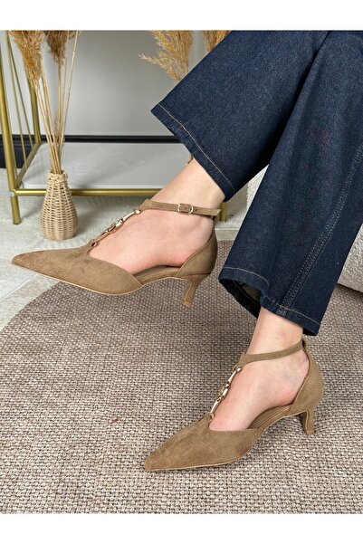 Eysha Pantofi cu toc scurt pentru femei Meliora, din piele intoarsa, cu detal...