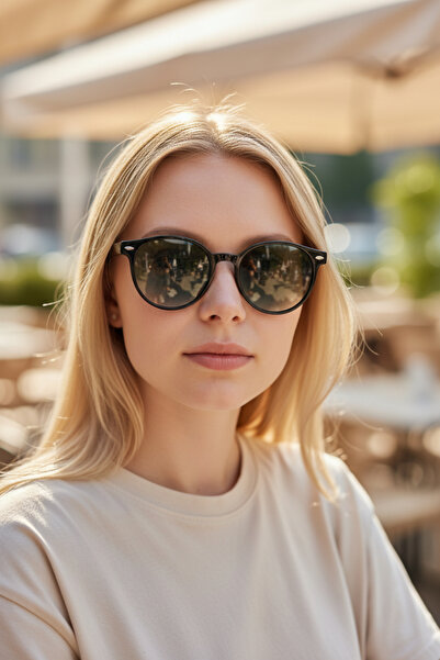 De Valentini Round Model Bone Unisex Sunglasses