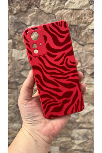 Vip Case Redmi Note 12S Uyumlu Kırmızı Zebra Desenli Silikon Darbe Emici Klas...