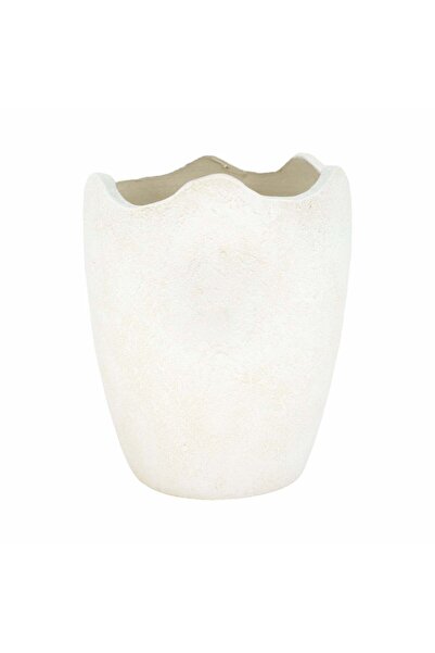 Sagebrook Home مزهرية من الطين ذو ملمس بارز المزخرف، مقاس 12 بوصة، لون عاجي