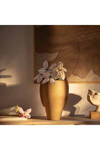 Roots Furniture Niraan Terracotta Vase with Cane Wrapped Handles