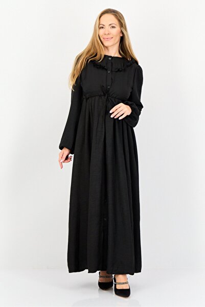 Ulyashova Women Heather Tie Waist Maxi Dress, Black