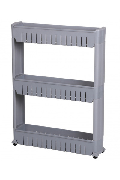 BASHAR Dulap îngust din plastic cu roți și 3 rafturi
