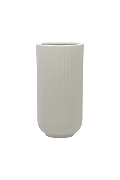 Sagebrook Home CER, 9"H RIDGED VASE, WHITE
