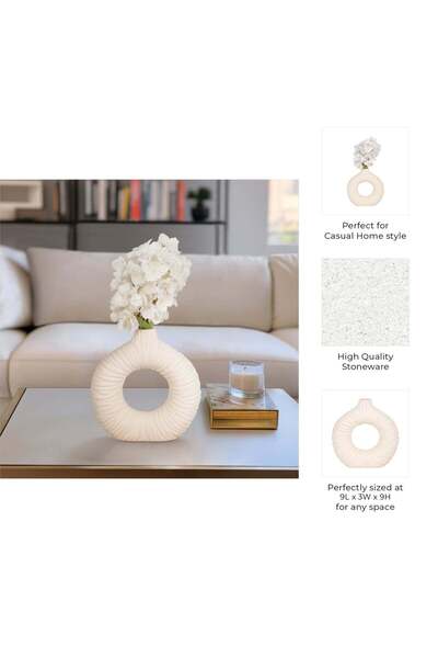 Sagebrook Home مزهرية إمبري كريم/أسود