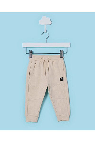 REDTAG Infant Boys Cream Ribbed Track Pants