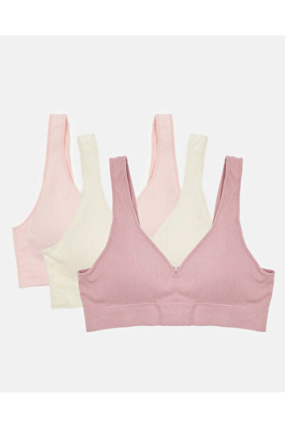 REDTAG Women's 3-Pack Ribbed Plunge Comfort Bra