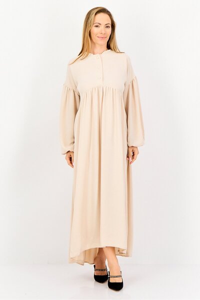 Ulyashova Women Pleated Maxi Dress, Beige