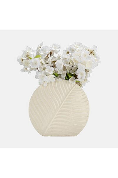 Sagebrook Home CER, 11" ROUND BOTANICAL VASE, COTTON