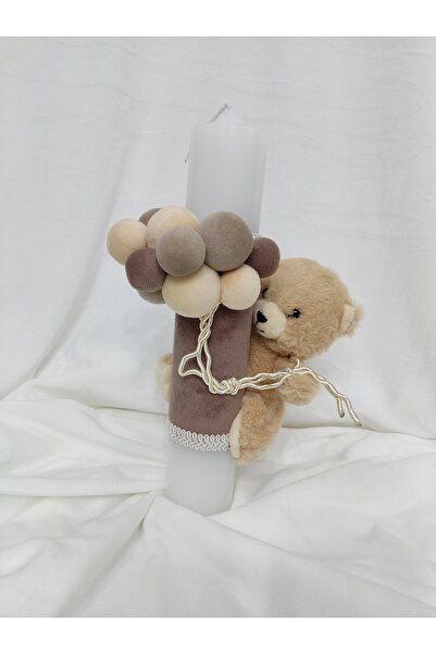 Handmade Lumanare botez baiat ursulet