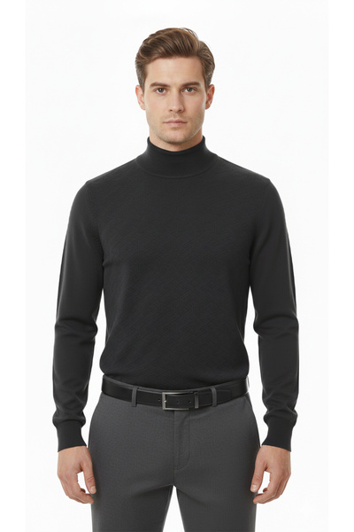 Pulltonic Men's Half Turtleneck Patterned Sweater
