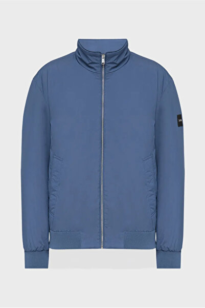 BOSS سترة رجالية ذات ياقة عالية وقصة عادية وأكمام طويلة وجيوب داخلية بسحاب با...