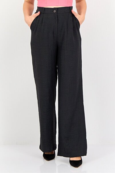 Ulyashova Women Regular Fit Plain Palazzo Pants, Charcoal