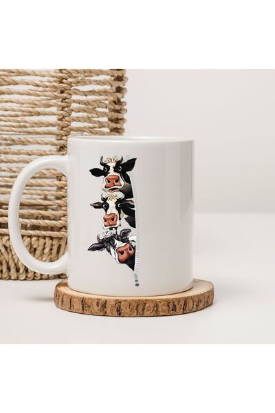 kubdekor Cow Printed Mug in a Zipper Bag