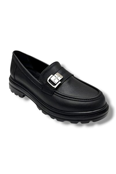 Fancy 836-26 Leather Loafer Buckle Anatomical Women's Shoes