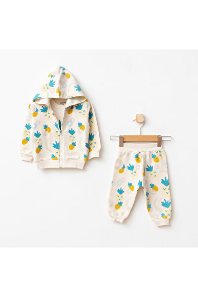 Aziz Bebe Baby Girl Pineapple Patterned Sweatshirt Pants T-Shirt 3-Piece Top ...