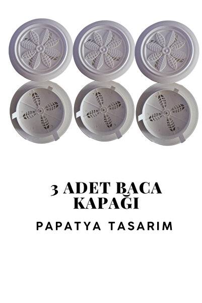 ZFS Papatya Tasarım Beyaz Baca Kapağı 3 Adet