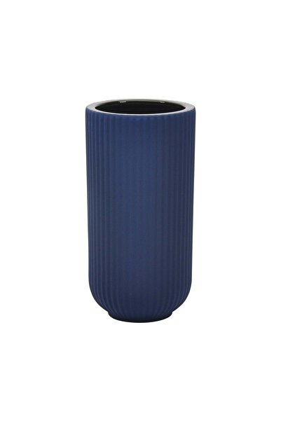 Sagebrook Home مزهرية خزفية، ارتفاع 9 بوصات، ذات حواف بارزة، لون كحلي