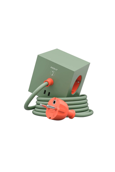 AVOLT Cubic extension cord, x Bauhaus-Archiv, Square 1, 3 outlets, 2xUSB-C sl...