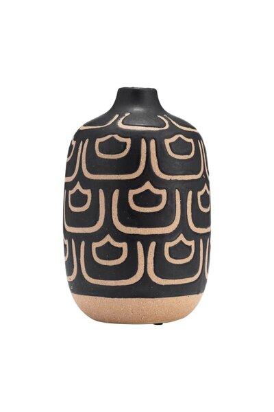 Sagebrook Home CER, 10" DECORATIVE VASE, BLACK/TAN