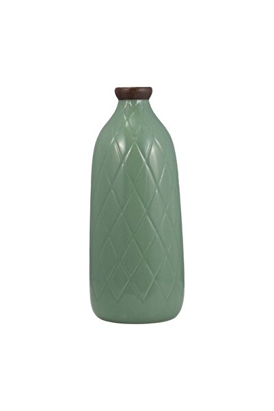 Sagebrook Home مزهرية خزفية ذو ملمس بارز قماش منقش