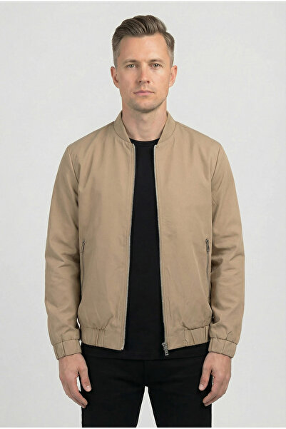 LTC Jeans Palton de pilot bej sezonier din țesătură tehnică, cu croială norma...