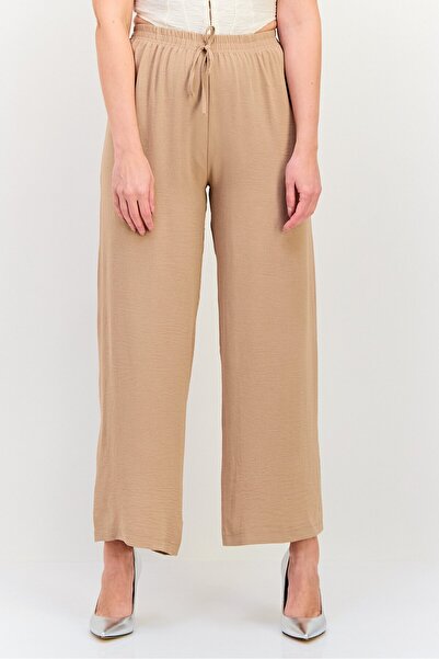 Ulyashova Women Regular Fit Plain Palazzo Pants, Light Brown