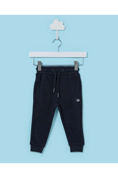 REDTAG Infant Boys Black Ribbed Track Pants