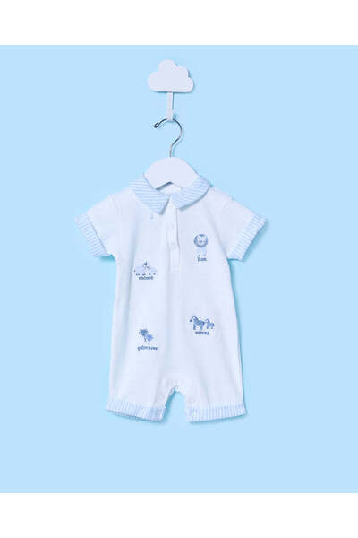 REDTAG Baby White Printed Romper suit