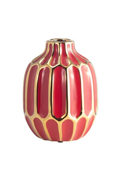 Sagebrook Home مزهرية خزفية بارتفاع 8 بوصات، أحمر/ذهبي