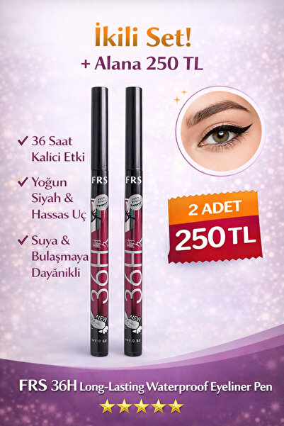 waterproof FRS 36H Suya Dayanıklı Eyeliner Kalemi – İkili Set (Yoğun Siyah)