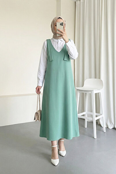 MODAQU Shoulder Lace Detailed Plain Dabl Jile - Green