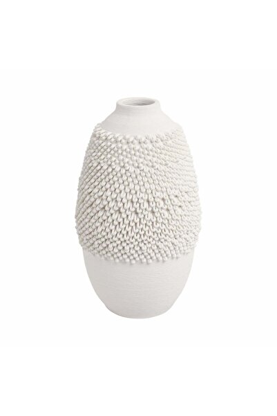 Sagebrook Home Arroyo 3d Printed Porcelain Vase, Ivory